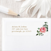 Chic Pink Floral Wedding Return-adres Etiket (Insitu)