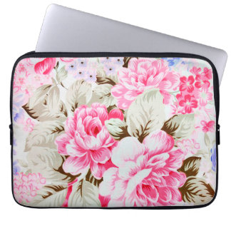 Chic Pink Flowers Floral laptophoes Laptop Sleeve