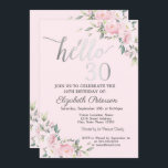 Chic Pink Flowers Silver 30th Birthday Kaart<br><div class="desc">Een moderne,  chic roze bloemen op een roze achtergrond.</div>