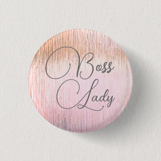 Chic Pink Frosted Glass Boss Lady Ronde Button 3,2 Cm (Voorkant)