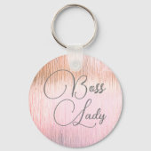 Chic Pink Frosted Glass Boss Lady Sleutelhanger (Voorkant)