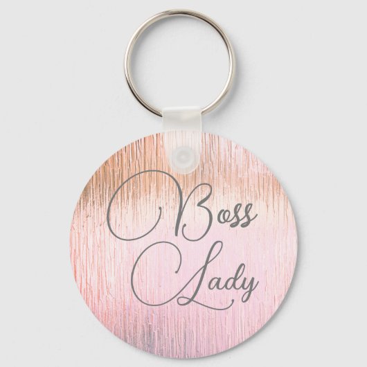 Chic Pink Frosted Glass Boss Lady Sleutelhanger (Voorkant)