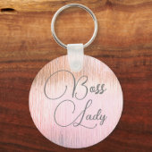 Chic Pink Frosted Glass Boss Lady Sleutelhanger (Achterkant)