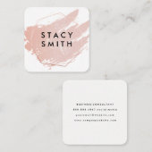 Chic Pink geborsteld | Geometrisch beeld van Posh Vierkante Visitekaartje (Voorkant / Achterkant)