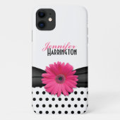 Chic Pink Gerbera Daisy Polka Dot Case-Mate iPhone Case (Achterkant)