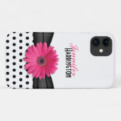 Chic Pink Gerbera Daisy Polka Dot Case-Mate iPhone Case (Achterkant (horizontaal))