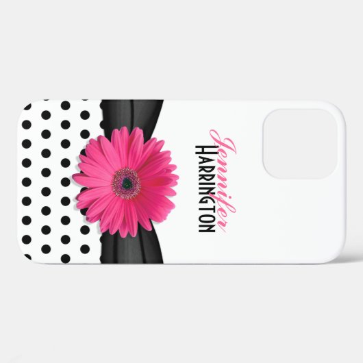 Chic Pink Gerbera Daisy Polka Dot Case-Mate iPhone Case (Achterkant (horizontaal))