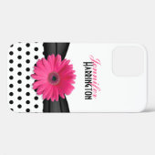 Chic Pink Gerbera Daisy Polka Dot iPhone 5 Hoesje (Achterkant (horizontaal))