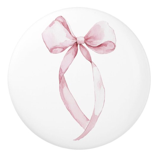 Chic Pink Girly Bow Keramische Knop (Voorkant)