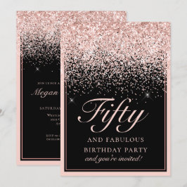 Chic Pink Glitter 50 en Fabulous Birthday Kaart