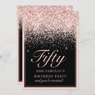 Chic Pink Glitter 50 en Fabulous Birthday Kaart
