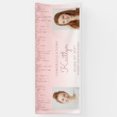 Chic Pink Glitter Drip Two Photo Afstuderen Spandoek (Verticaal)