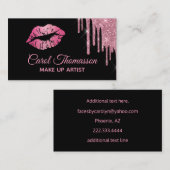 Chic Pink Glitter en Lips 2 Visitekaartje (Voorkant / Achterkant)