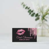 Chic Pink Glitter en Lips 2 Visitekaartje (Staand voorkant)