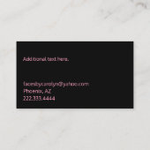 Chic Pink Glitter en Lips Visitekaartje (Achterkant)