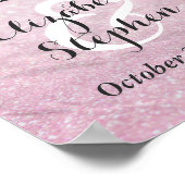 Chic Pink Glitter Gold Floral Wedding Sign Poster (Hoek)