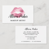 Chic Pink Glitter Lips Makeup Artist Visitekaartje (Voorkant / Achterkant)