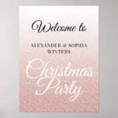 Chic Pink Glitter Ombre Kerstfeest Welkom Poster (Voorkant)