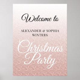 Chic Pink Glitter Ombre Kerstfeest Welkom Poster