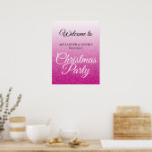 Chic Pink Glitter Ombre Kerstfeest Welkom Poster (Keuken)