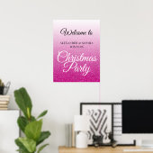 Chic Pink Glitter Ombre Kerstfeest Welkom Poster (Thuiskantoor)