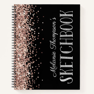 Chic Pink Glitter Persoonlijke naam Schetkbook Notitieboek