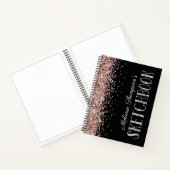 Chic Pink Glitter Persoonlijke naam Schetkbook Notitieboek (Binnen)