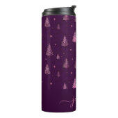 Chic pink glitter purple christmas trees name thermosbeker (Gedraaid links)