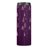 Chic pink glitter purple christmas trees name thermosbeker (Achterkant)