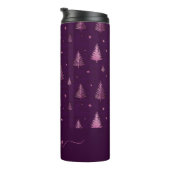 Chic pink glitter purple christmas trees name thermosbeker (Geroteerd rechts)