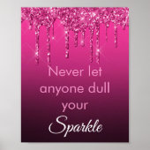 Chic Pink Glitter Sparkle Motivatie Luxe Poster (Voorkant)