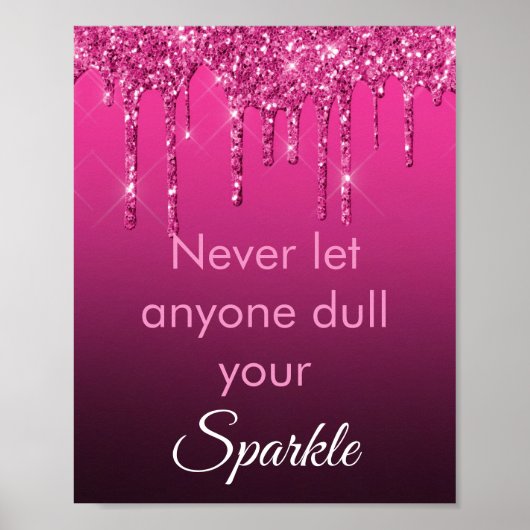 Chic Pink Glitter Sparkle Motivatie Luxe Poster (Voorkant)