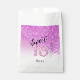 Chic Pink Glitter Sweet 16 Birthday Bedankzakje