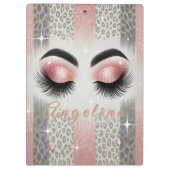 Chic Pink Glitter Wimpers Klembord (Achterkant)