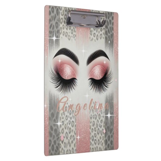 Chic Pink Glitter Wimpers Klembord (Rechts)