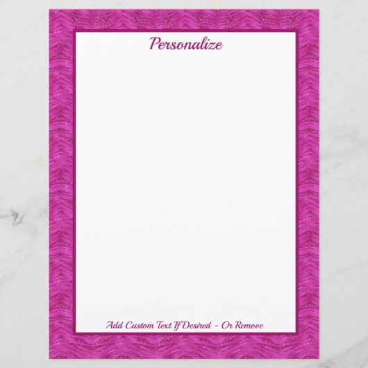 Chic Pink Glitter Zebra Pattern Personalized (Voorkant)