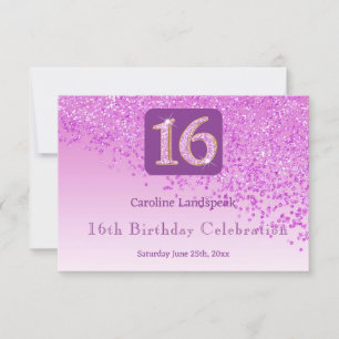 Chic Pink Glitter, zestien verjaardag RSVP Kaartje