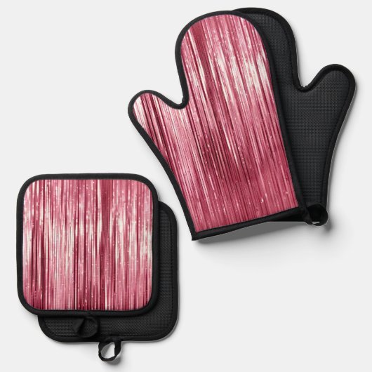 Chic Pink Glitz Ovenwant & Pannenlap Set (Voorkant / Achterkant)