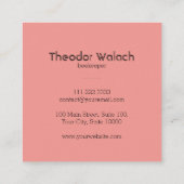 Chic Pink Gold Bee Professional Vierkante Visitekaartje (Achterkant)