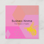 Chic Pink Gold Bee Professional Vierkante Visitekaartje (Voorkant)