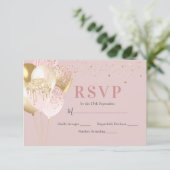 Chic Pink & Gold Birthday Party RSVP Kaartje (Staand voorkant)