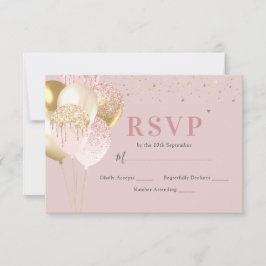 Chic Pink & Gold Birthday Party RSVP Kaartje