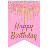 Chic Pink Gold Driving Glitter Birthday Vlaggetjes (Tweede vlag)