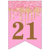 Chic Pink Gold Driving Glitter Birthday Vlaggetjes (Eerste vlag)
