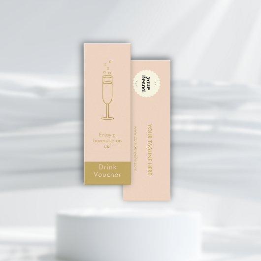 Chic Pink Gold Event Logo Gratis Drink Voucher Mini Visitekaartje