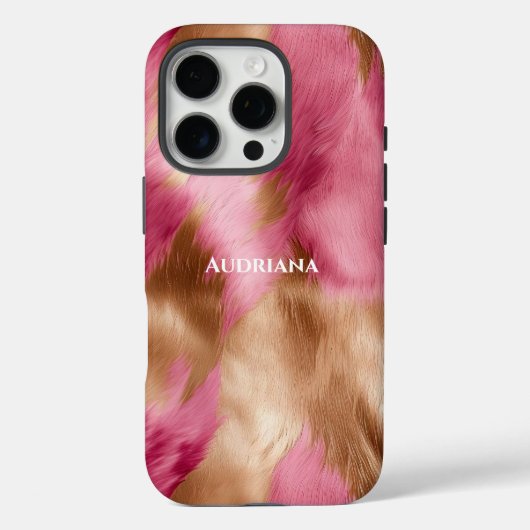 Chic Pink Gold Faux Fur Case-Mate iPhone Case (Achterkant)