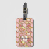 Chic Pink Gold Glam Circles Bagagelabel (Voorkant (verticaal))
