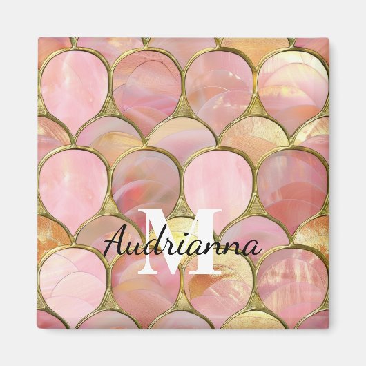 Chic Pink Gold Glam Circles Magneet (Voorkant)