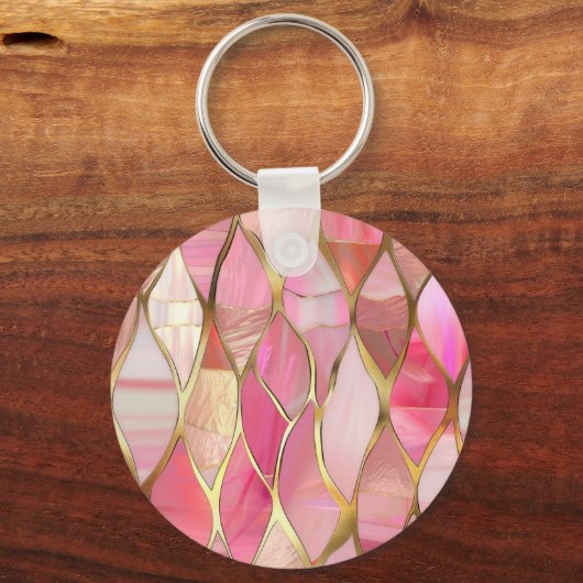 Chic Pink Gold Glam Circles Sleutelhanger (Achterkant)