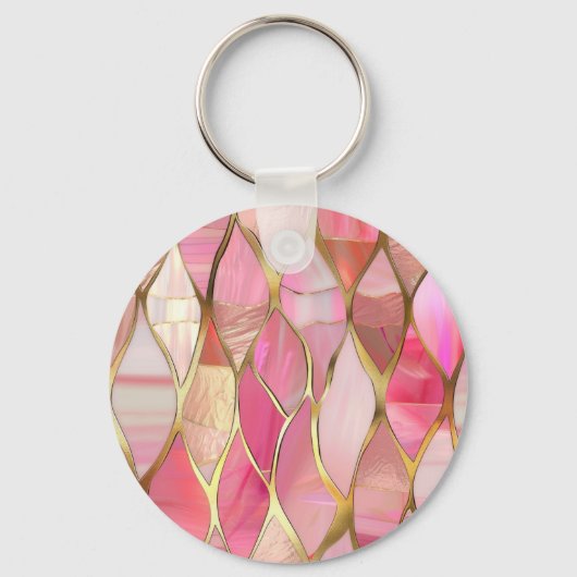 Chic Pink Gold Glam Circles Sleutelhanger (Achterkant)